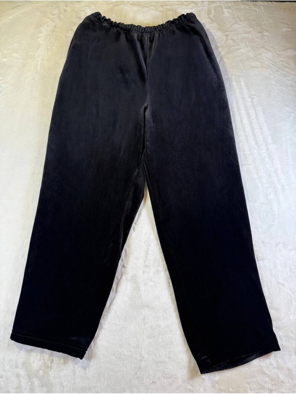 Jaclyn Smith Womens M Black Velour Pull On Pants Elastic Waist